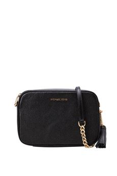 Tracollina jet set in pelle nera Michael Kors | 32F7GGNM8L001